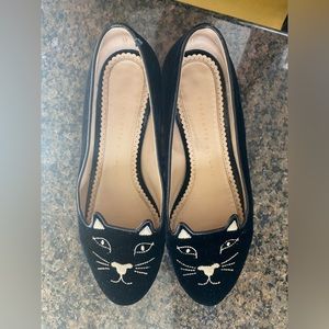 Charlotte Olympia Black Hair Kitty Flat